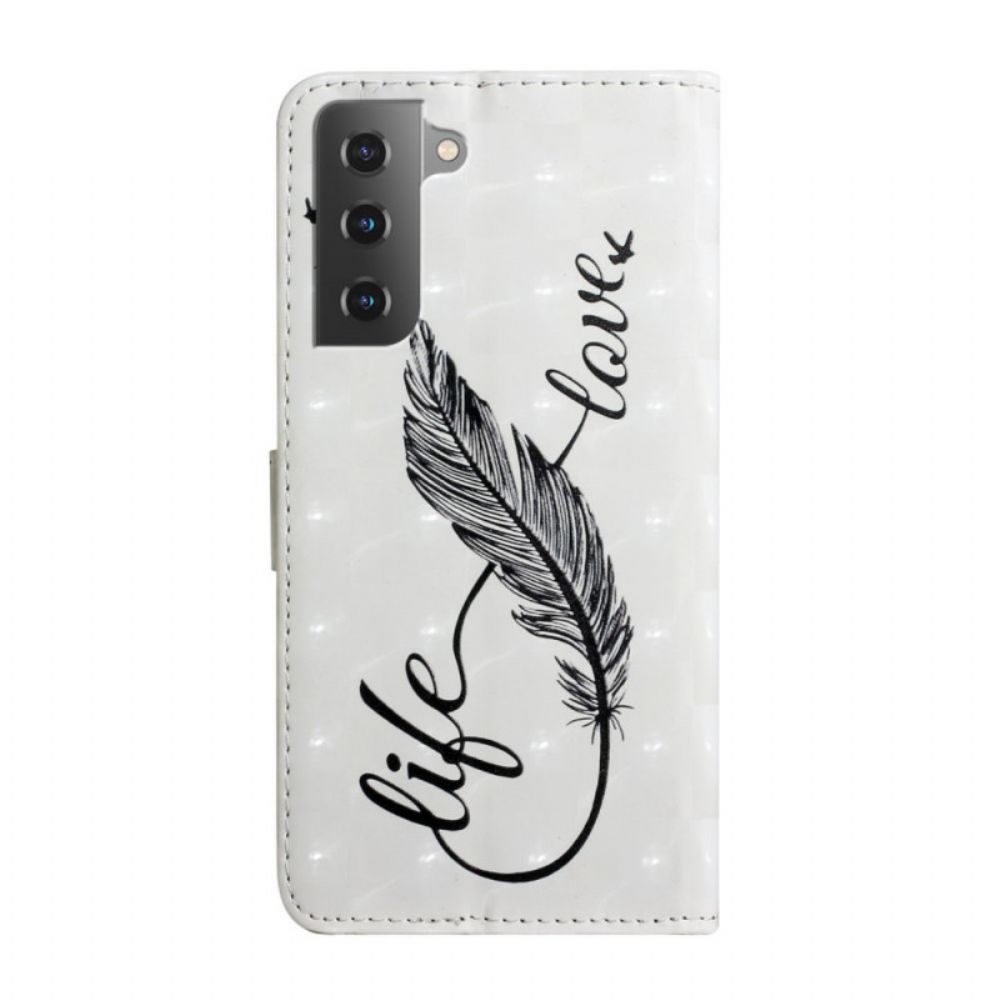 Flip Case voor Samsung Galaxy S22 Plus 5G Pluimleven En Liefde