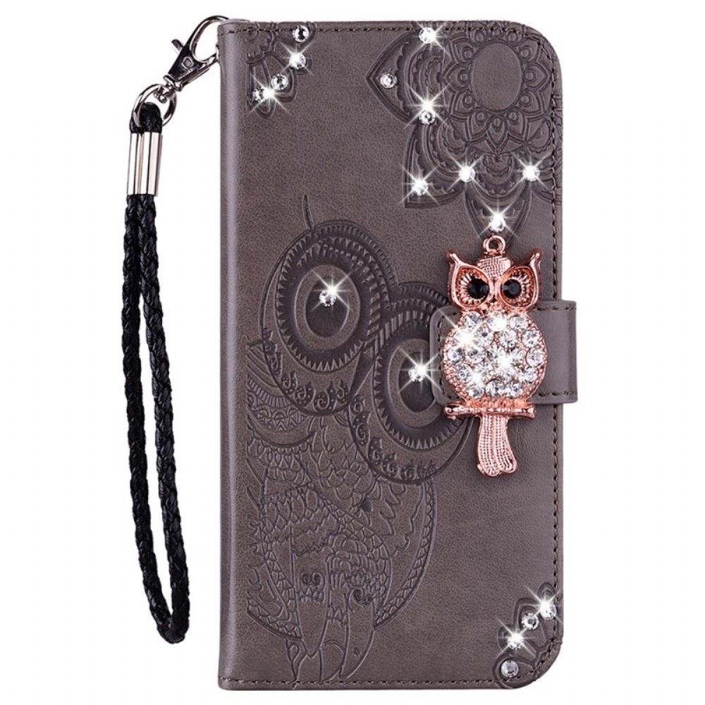 Flip Case voor Samsung Galaxy S22 Plus 5G Uil Mandala En Charm