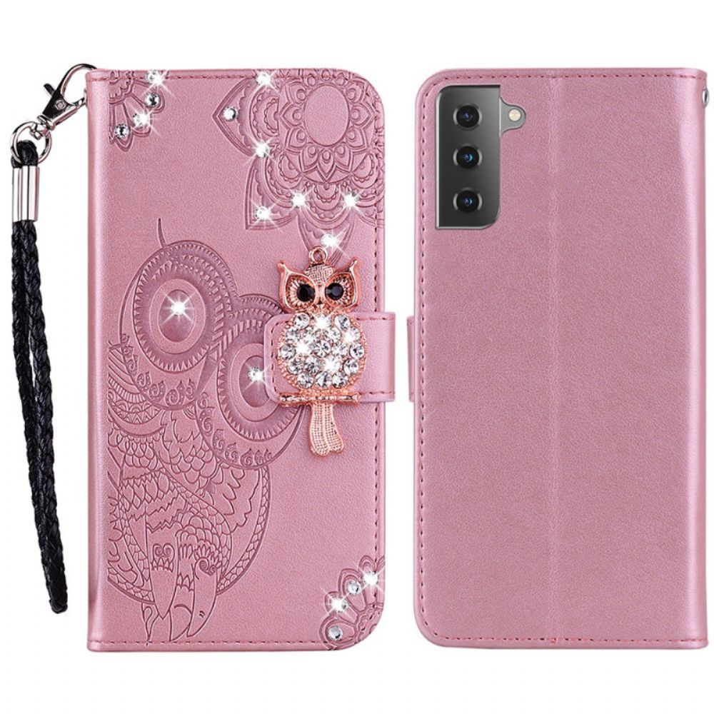 Flip Case voor Samsung Galaxy S22 Plus 5G Uil Mandala En Charm