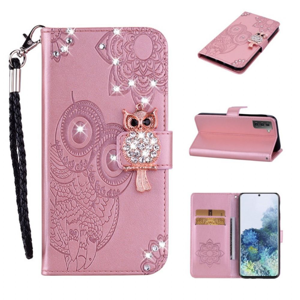 Flip Case voor Samsung Galaxy S22 Plus 5G Uil Mandala En Charm