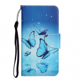 Folio-hoesje voor Samsung Galaxy S22 Plus 5G Blauwe Vlinders