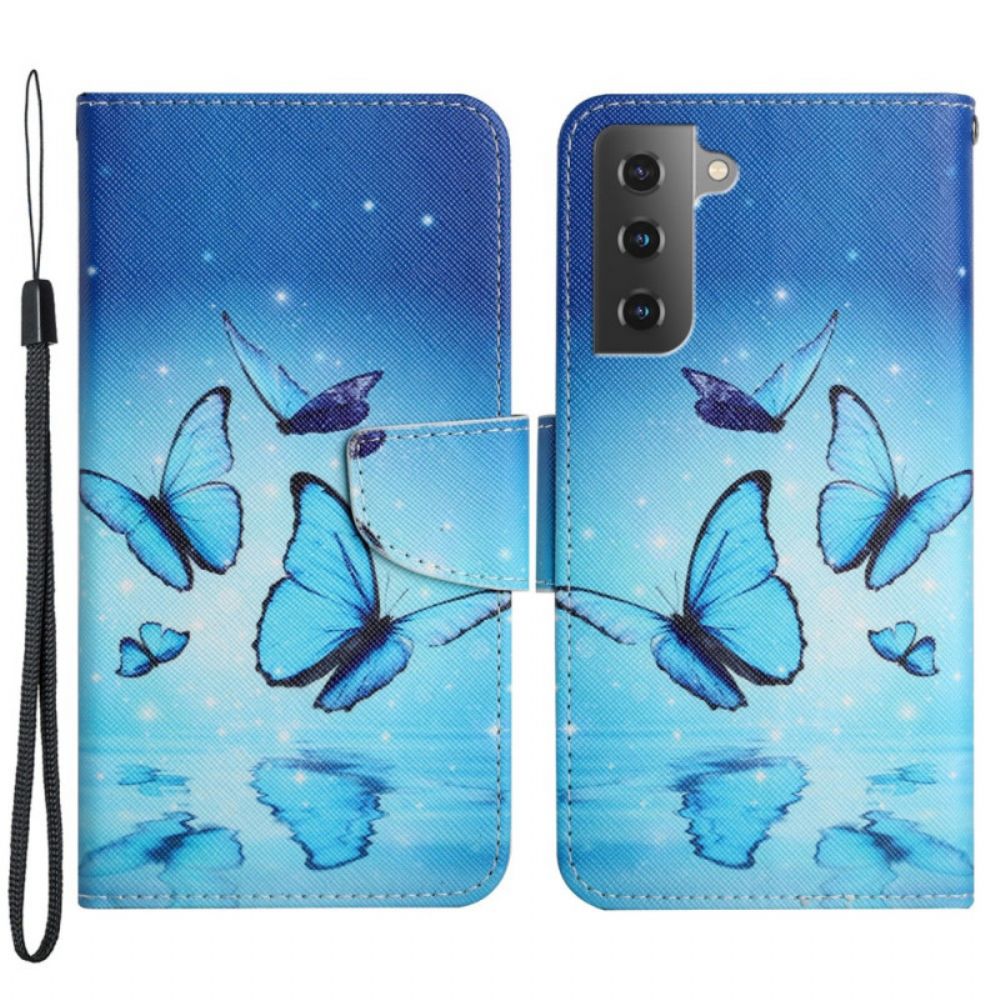 Folio-hoesje voor Samsung Galaxy S22 Plus 5G Blauwe Vlinders