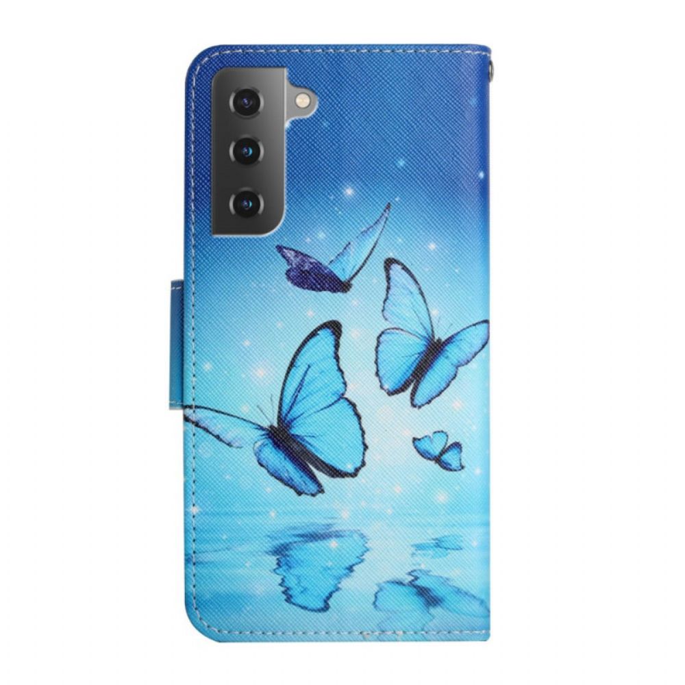 Folio-hoesje voor Samsung Galaxy S22 Plus 5G Blauwe Vlinders