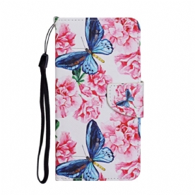 Folio-hoesje voor Samsung Galaxy S22 Plus 5G Bloemen Vlinders Band