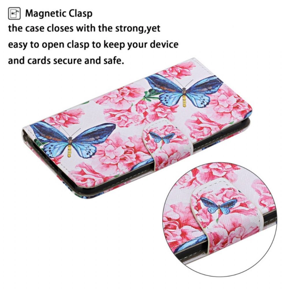 Folio-hoesje voor Samsung Galaxy S22 Plus 5G Bloemen Vlinders Band