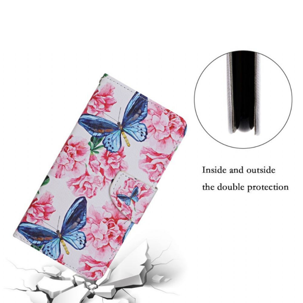 Folio-hoesje voor Samsung Galaxy S22 Plus 5G Bloemen Vlinders Band