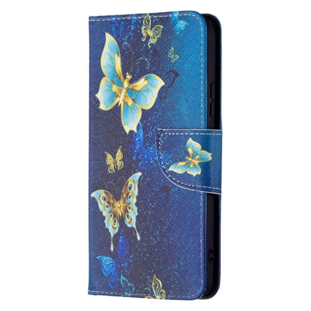 Folio-hoesje voor Samsung Galaxy S22 Plus 5G Gouden Vlinders