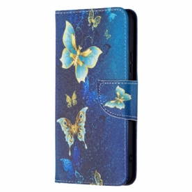 Folio-hoesje voor Samsung Galaxy S22 Plus 5G Gouden Vlinders