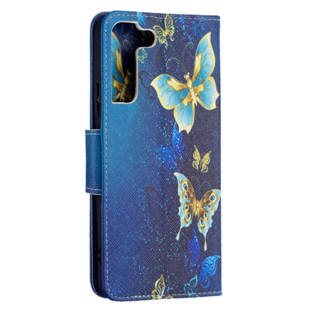 Folio-hoesje voor Samsung Galaxy S22 Plus 5G Gouden Vlinders