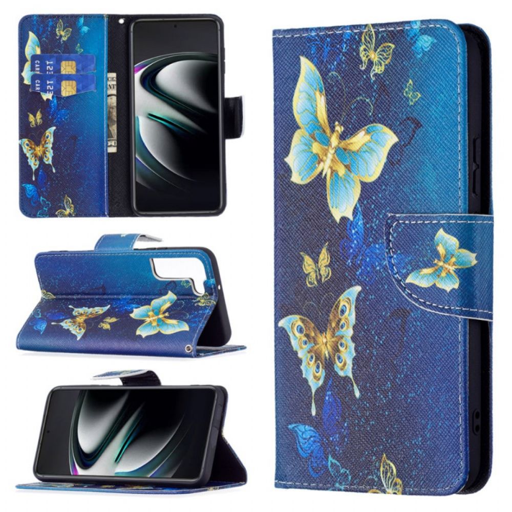 Folio-hoesje voor Samsung Galaxy S22 Plus 5G Gouden Vlinders