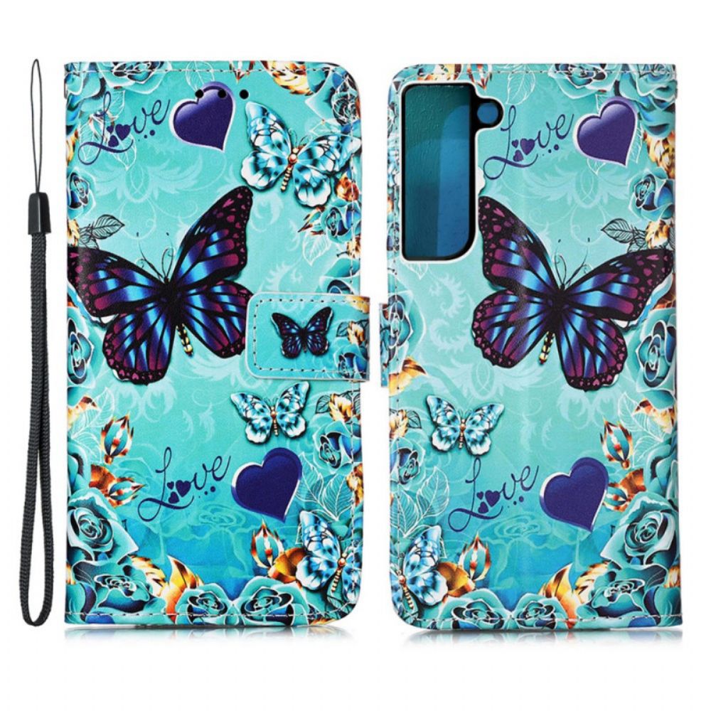 Folio-hoesje voor Samsung Galaxy S22 Plus 5G Gouden Vlinders