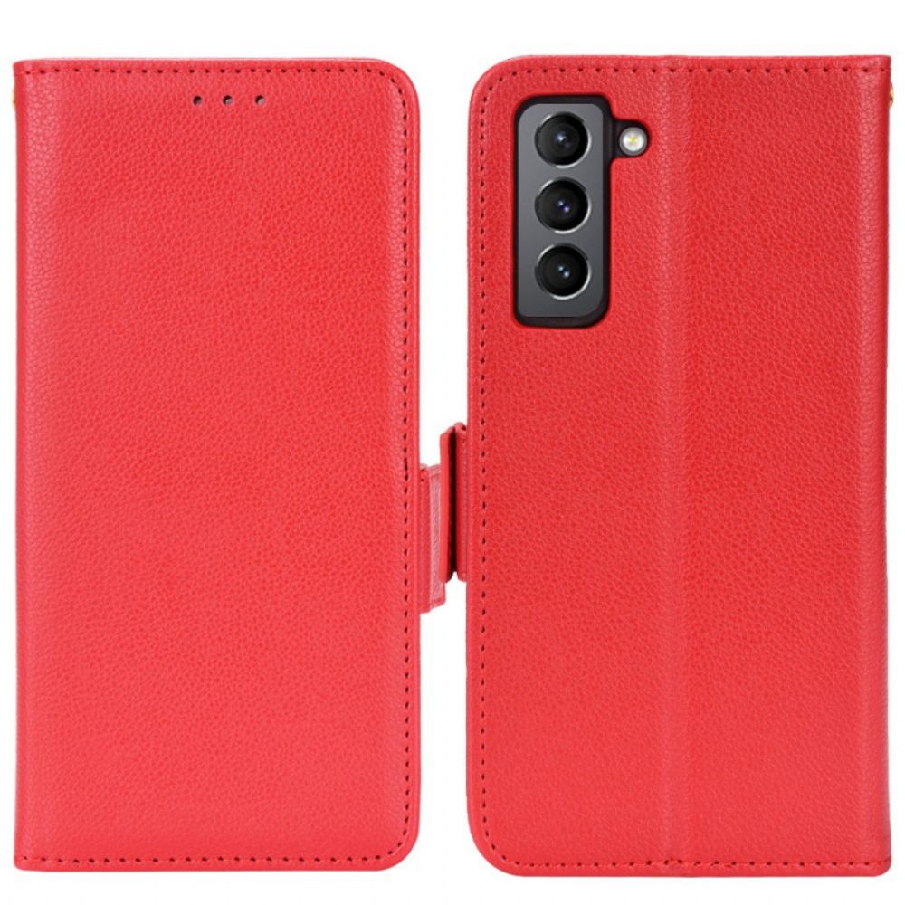 Folio-hoesje voor Samsung Galaxy S22 Plus 5G Litchi-ontwerp In Leerstijl