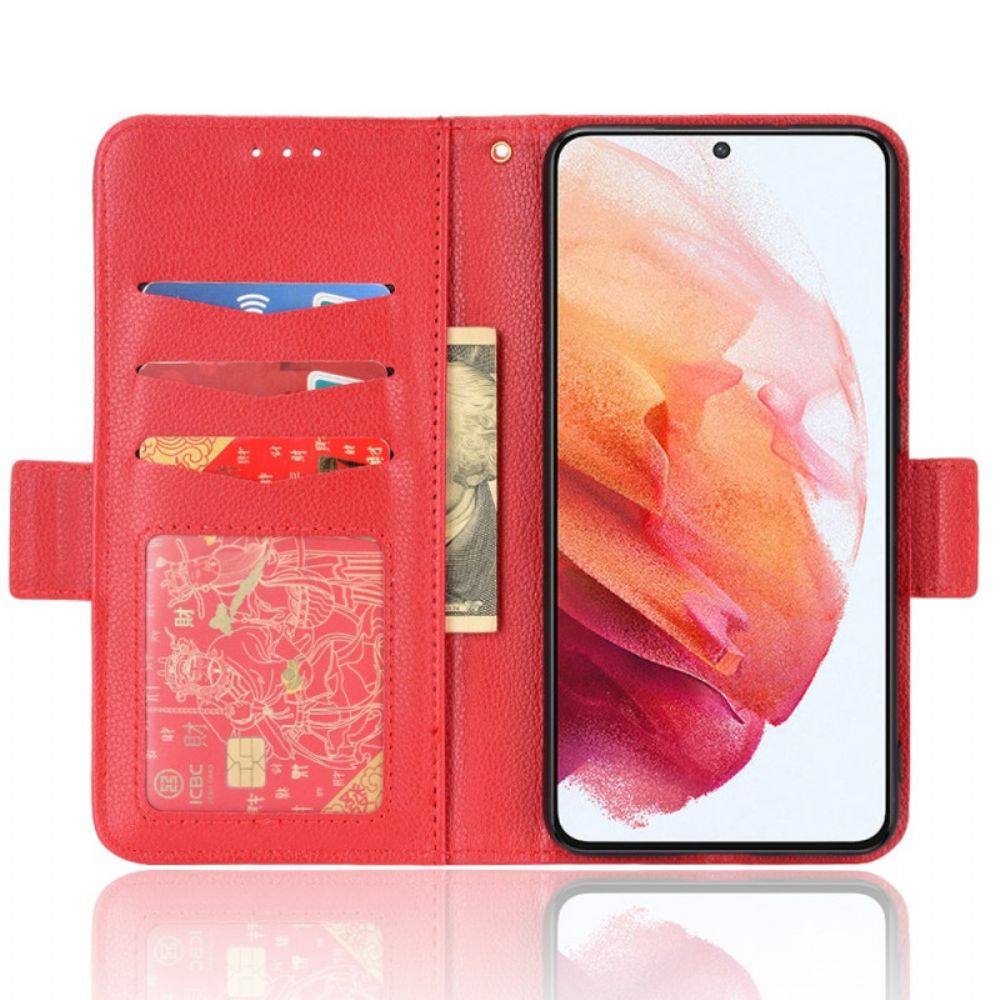 Folio-hoesje voor Samsung Galaxy S22 Plus 5G Litchi-ontwerp In Leerstijl