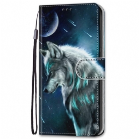 Folio-hoesje voor Samsung Galaxy S22 Plus 5G Maanwolf Met Koord