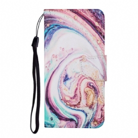 Folio-hoesje voor Samsung Galaxy S22 Plus 5G Marmer Met Riem