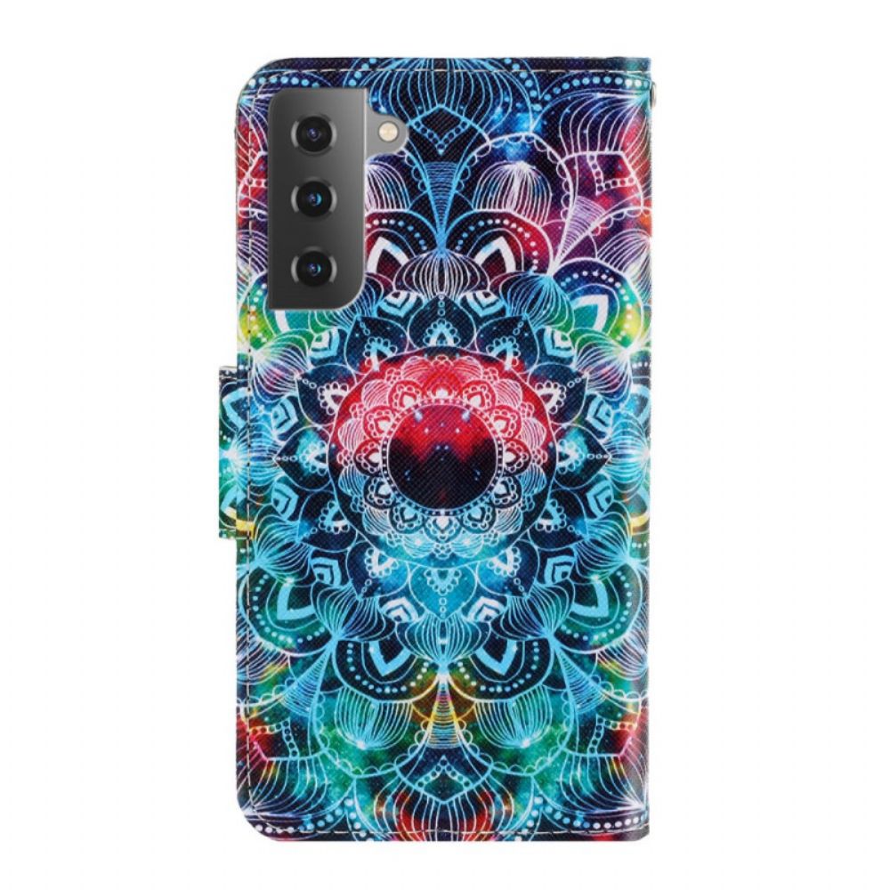 Folio-hoesje voor Samsung Galaxy S22 Plus 5G Met Ketting Knipperende Mandala Met Bandjes