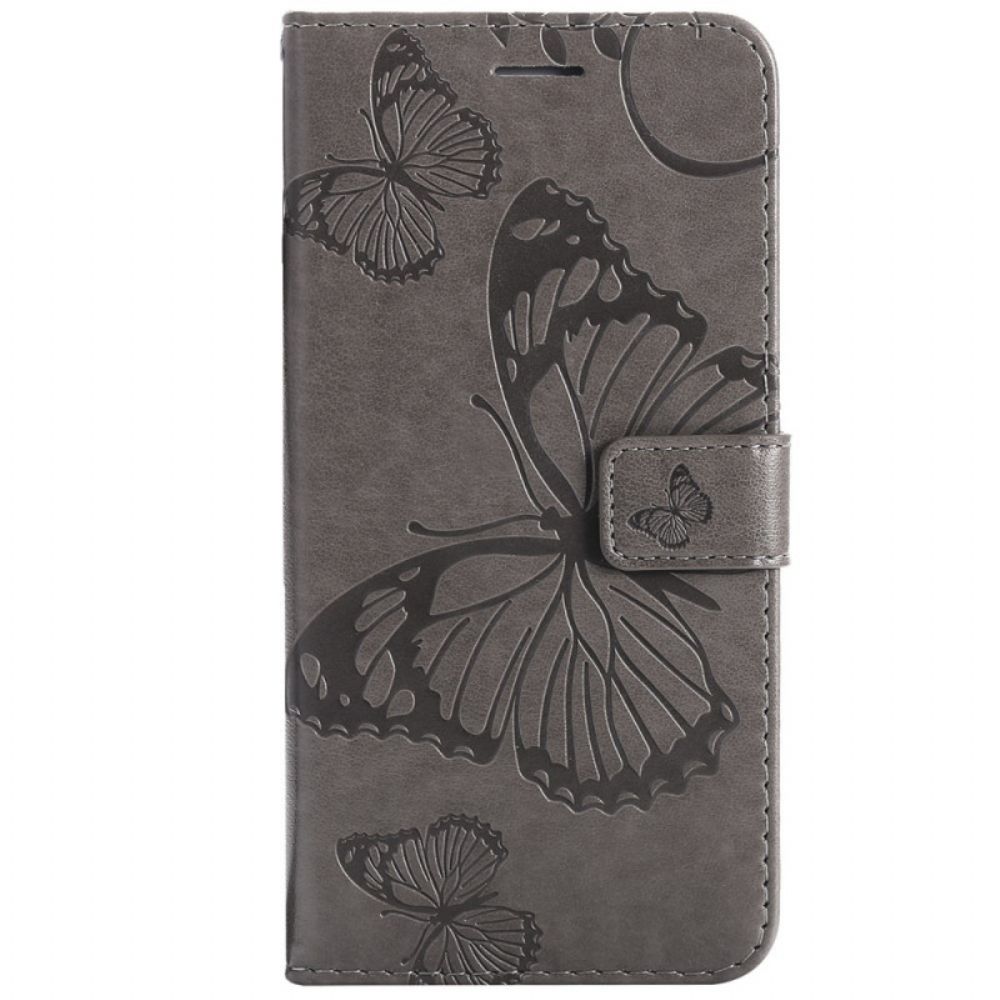 Folio-hoesje voor Samsung Galaxy S22 Plus 5G Met Ketting Reusachtige Vlinders Met Bandjes