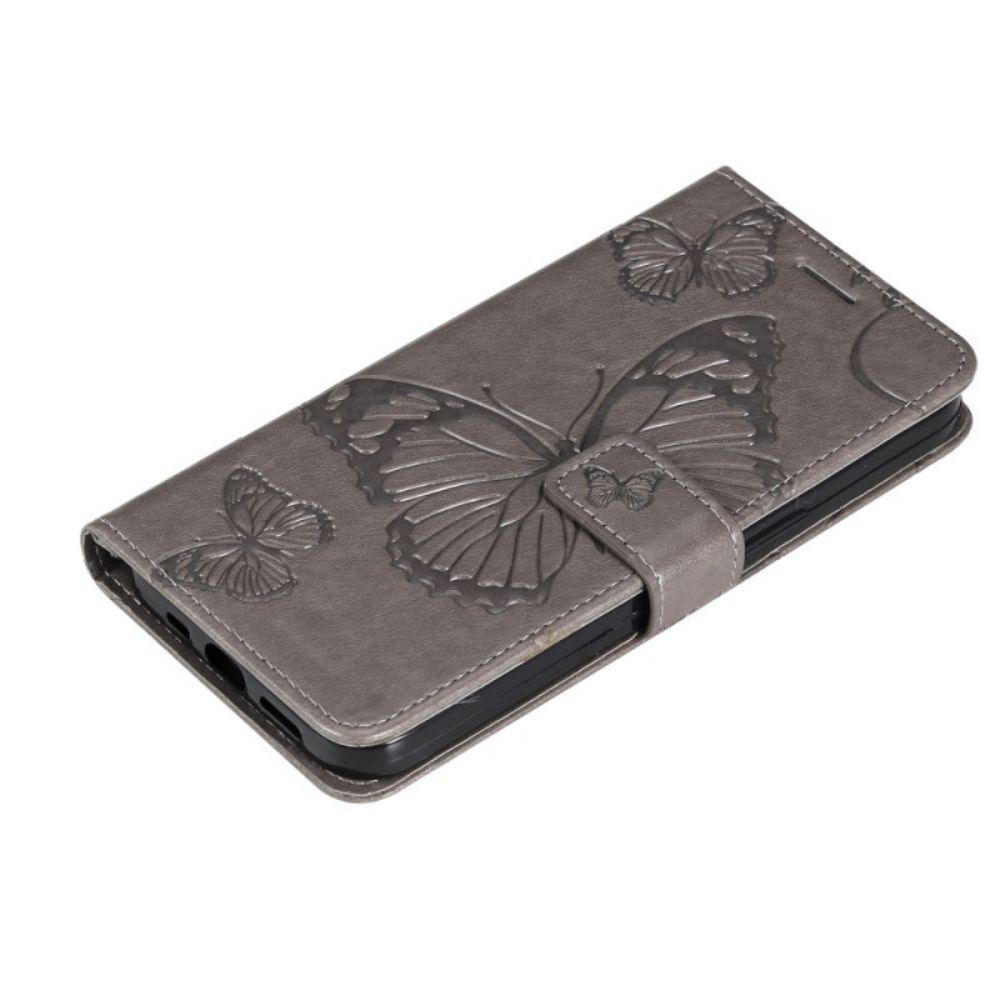 Folio-hoesje voor Samsung Galaxy S22 Plus 5G Met Ketting Reusachtige Vlinders Met Bandjes