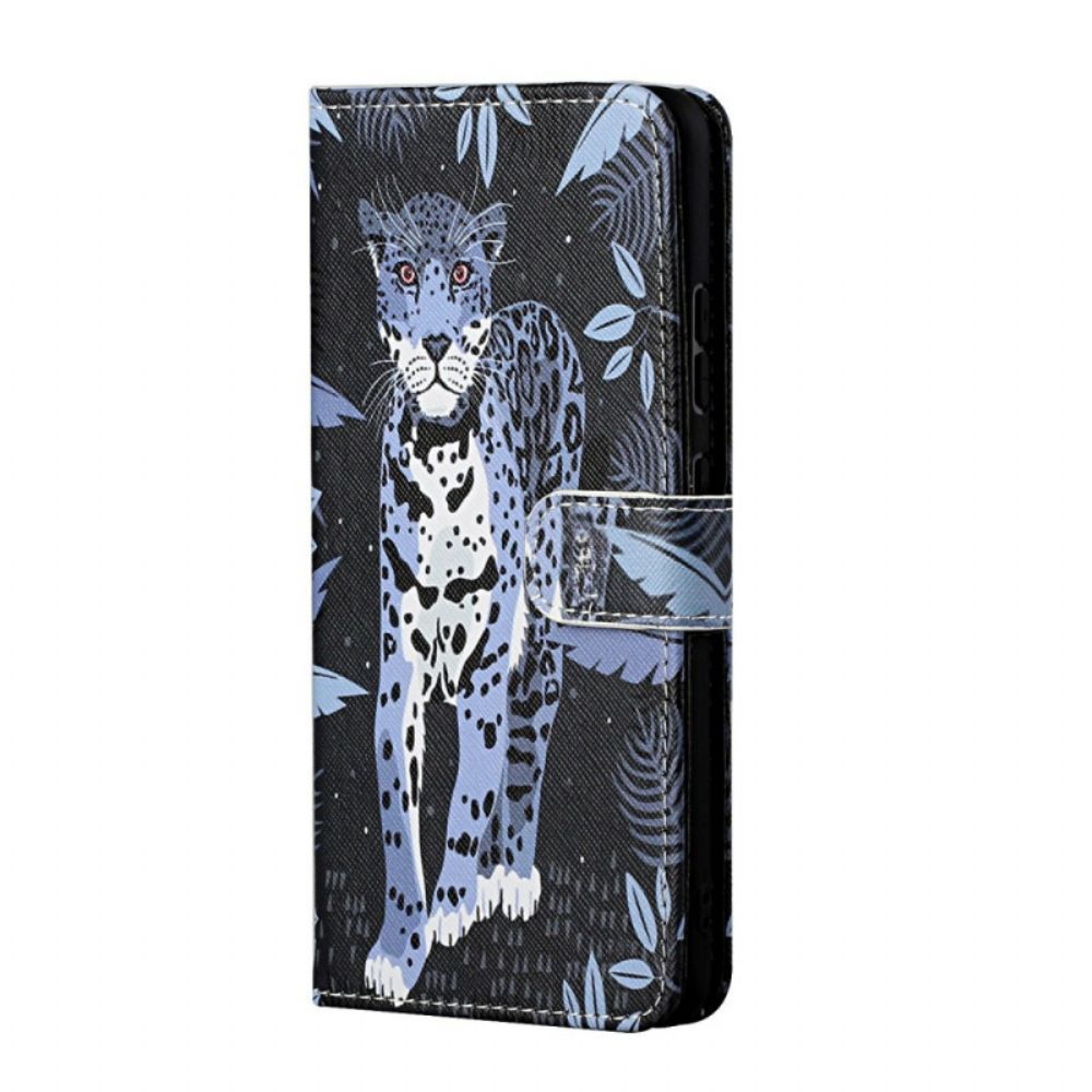 Folio-hoesje voor Samsung Galaxy S22 Plus 5G Met Ketting Thong Luipaard