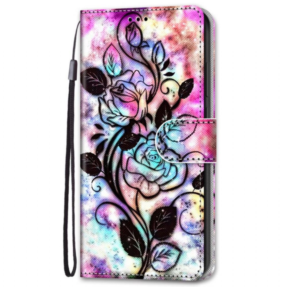 Folio-hoesje voor Samsung Galaxy S22 Plus 5G Neonbloemen