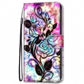 Folio-hoesje voor Samsung Galaxy S22 Plus 5G Neonbloemen