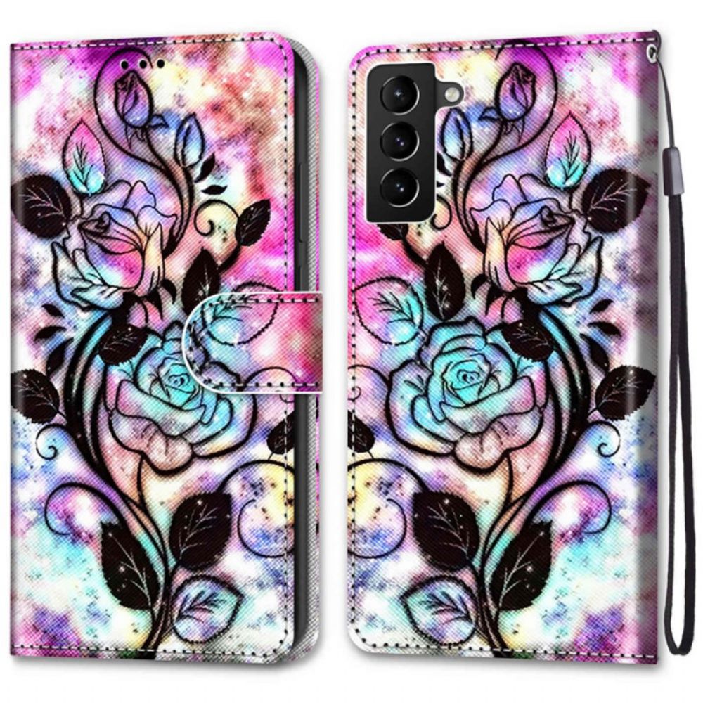 Folio-hoesje voor Samsung Galaxy S22 Plus 5G Neonbloemen