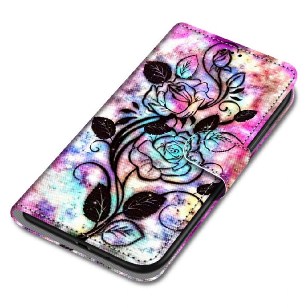 Folio-hoesje voor Samsung Galaxy S22 Plus 5G Neonbloemen