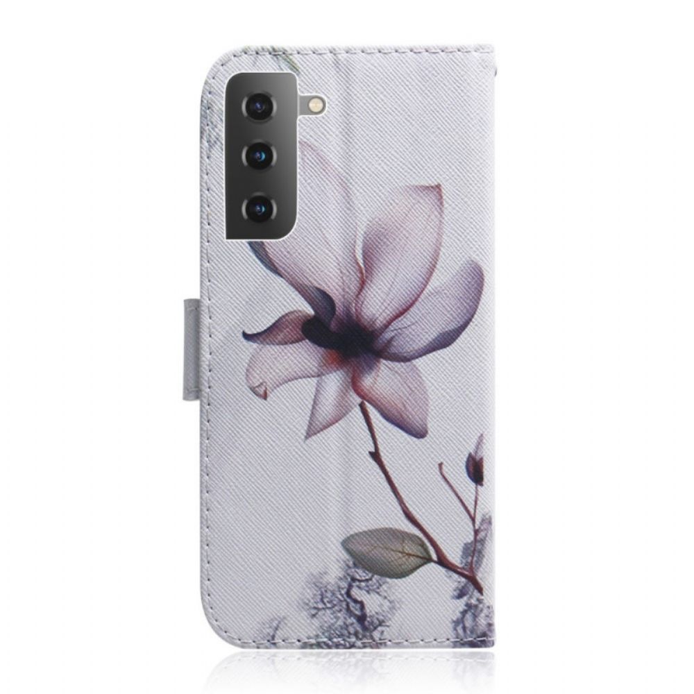 Folio-hoesje voor Samsung Galaxy S22 Plus 5G Oude Roze Bloem