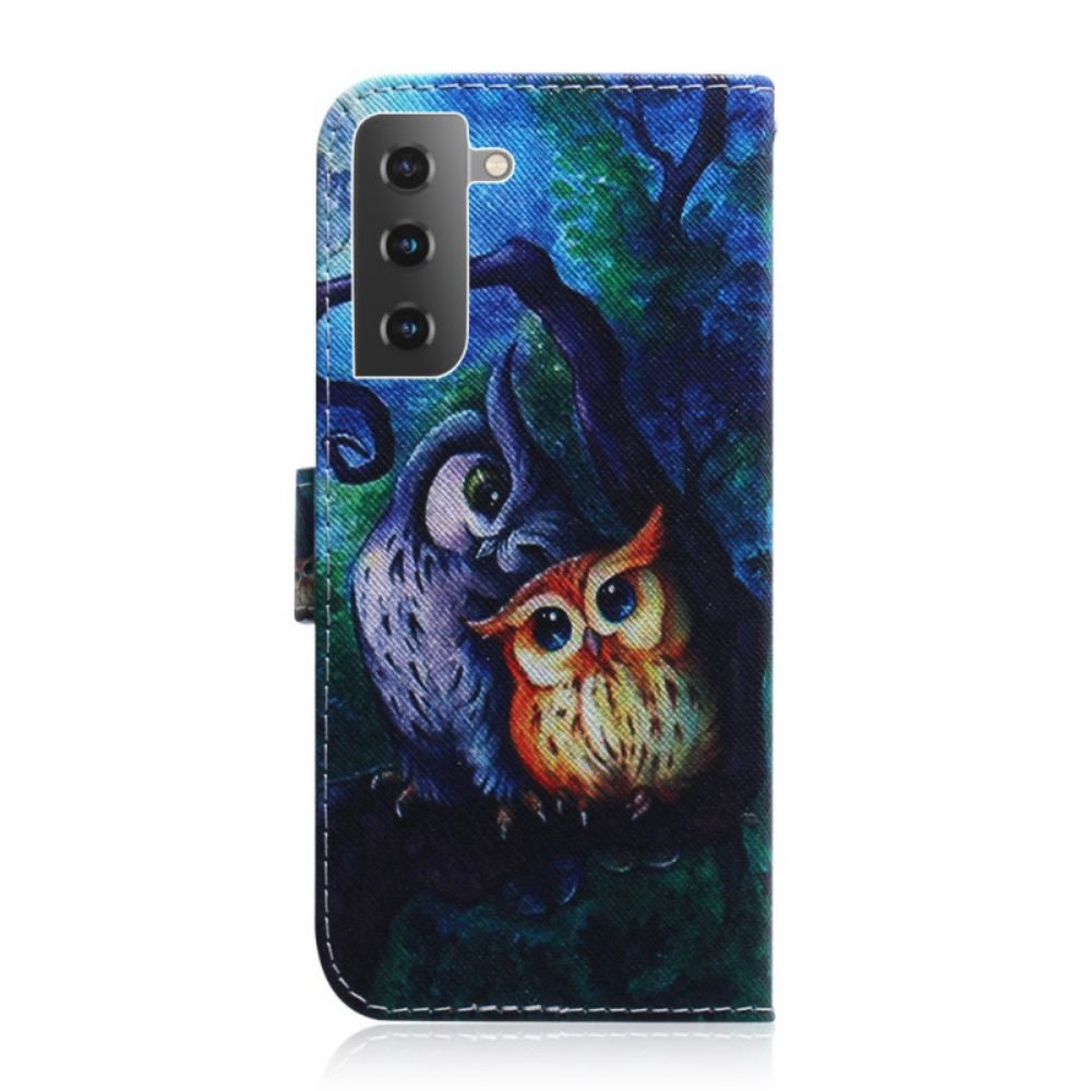 Folio-hoesje voor Samsung Galaxy S22 Plus 5G Uilen Schilderen