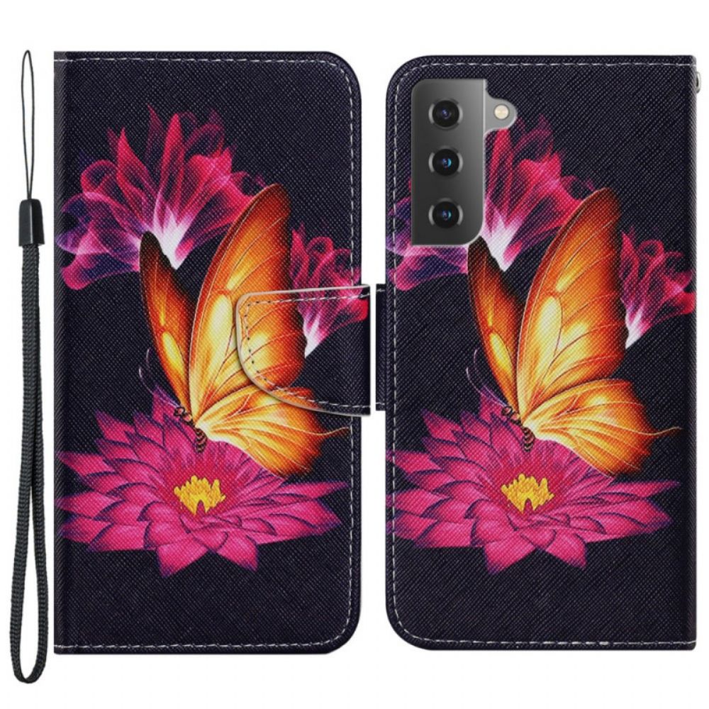 Folio-hoesje voor Samsung Galaxy S22 Plus 5G Vlinder En Lotus