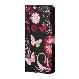 Folio-hoesje voor Samsung Galaxy S22 Plus 5G Vlinders En Bloemen