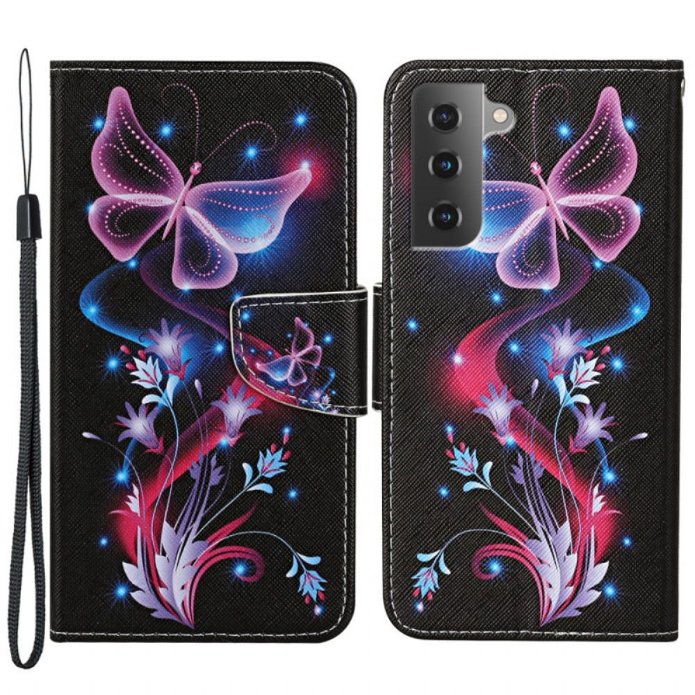 Folio-hoesje voor Samsung Galaxy S22 Plus 5G Vlinders En Lanyard