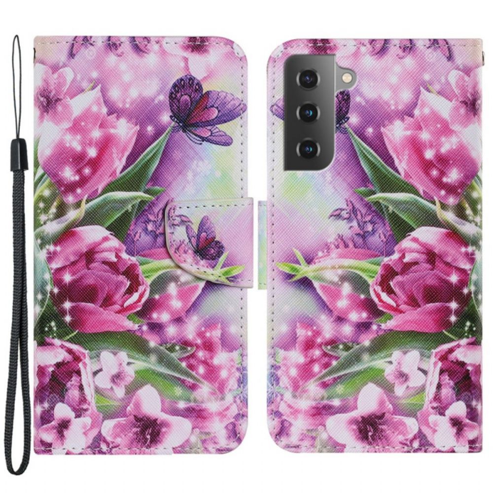 Folio-hoesje voor Samsung Galaxy S22 Plus 5G Vlinders En Tulpen