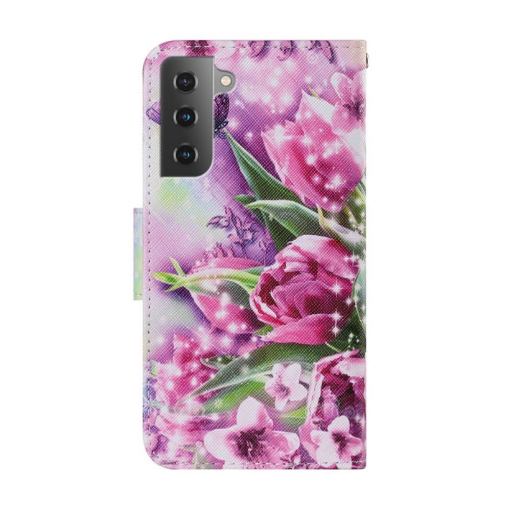 Folio-hoesje voor Samsung Galaxy S22 Plus 5G Vlinders En Tulpen