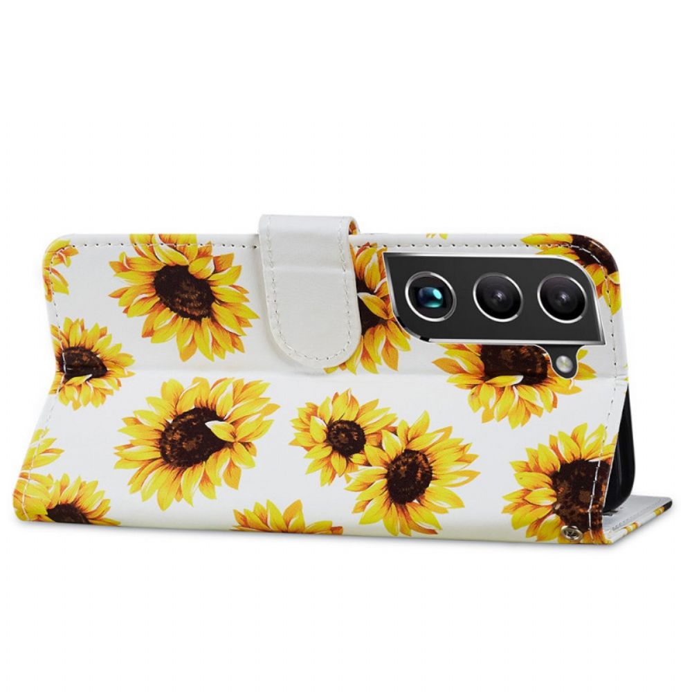 Folio-hoesje voor Samsung Galaxy S22 Plus 5G Zonnebloemen