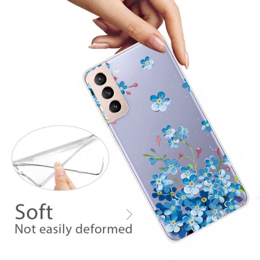 Hoesje voor Samsung Galaxy S22 Plus 5G Blauwe Bloemen