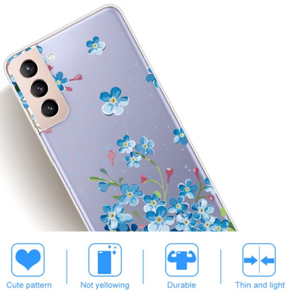 Hoesje voor Samsung Galaxy S22 Plus 5G Blauwe Bloemen