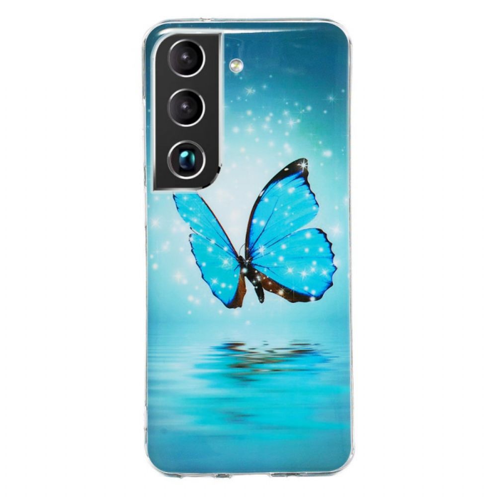 Hoesje voor Samsung Galaxy S22 Plus 5G Fluorescerende Blauwe Vlinders