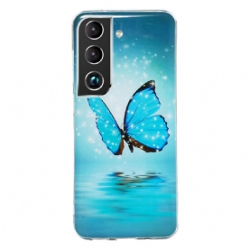 Hoesje voor Samsung Galaxy S22 Plus 5G Fluorescerende Blauwe Vlinders