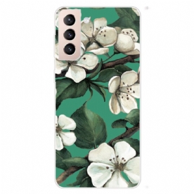 Hoesje voor Samsung Galaxy S22 Plus 5G Geschilderde Witte Bloemen