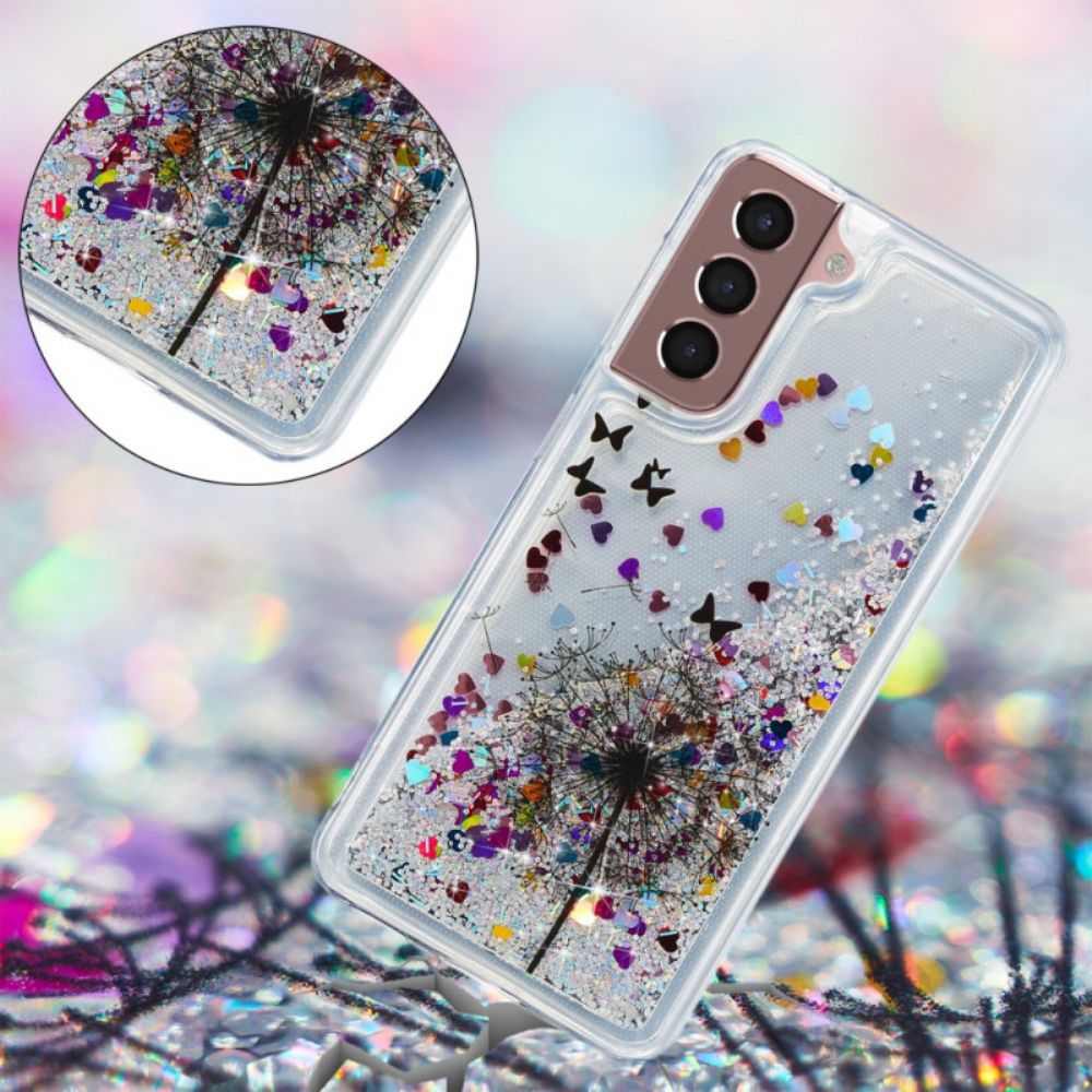 Hoesje voor Samsung Galaxy S22 Plus 5G Glitter Paardebloemen