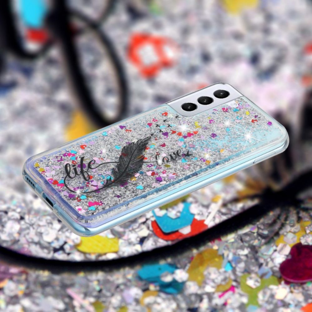 Hoesje voor Samsung Galaxy S22 Plus 5G Leven En Liefde Glitter