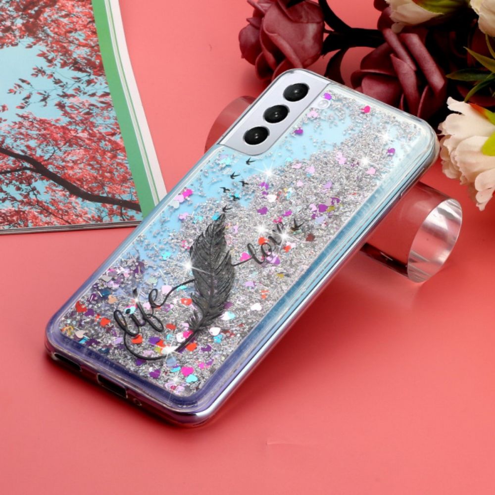 Hoesje voor Samsung Galaxy S22 Plus 5G Leven En Liefde Glitter