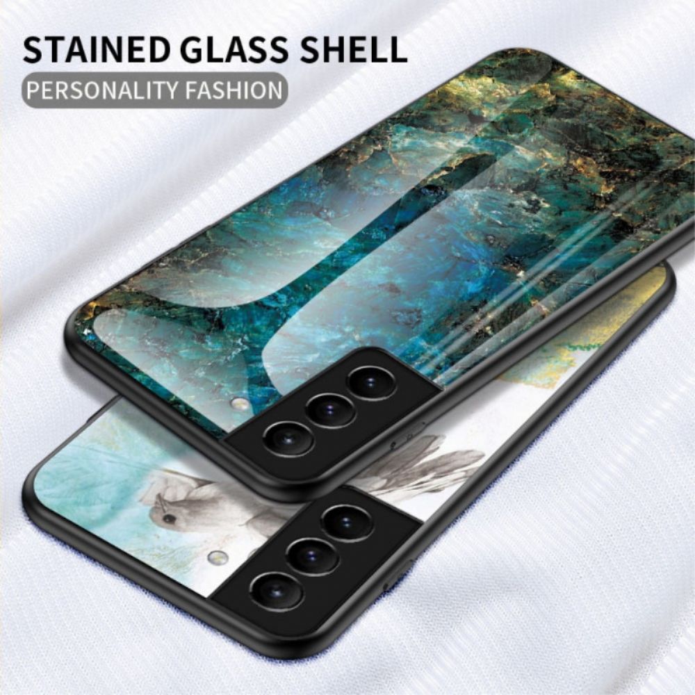 Hoesje voor Samsung Galaxy S22 Plus 5G Marmer Kleuren Gehard Glas