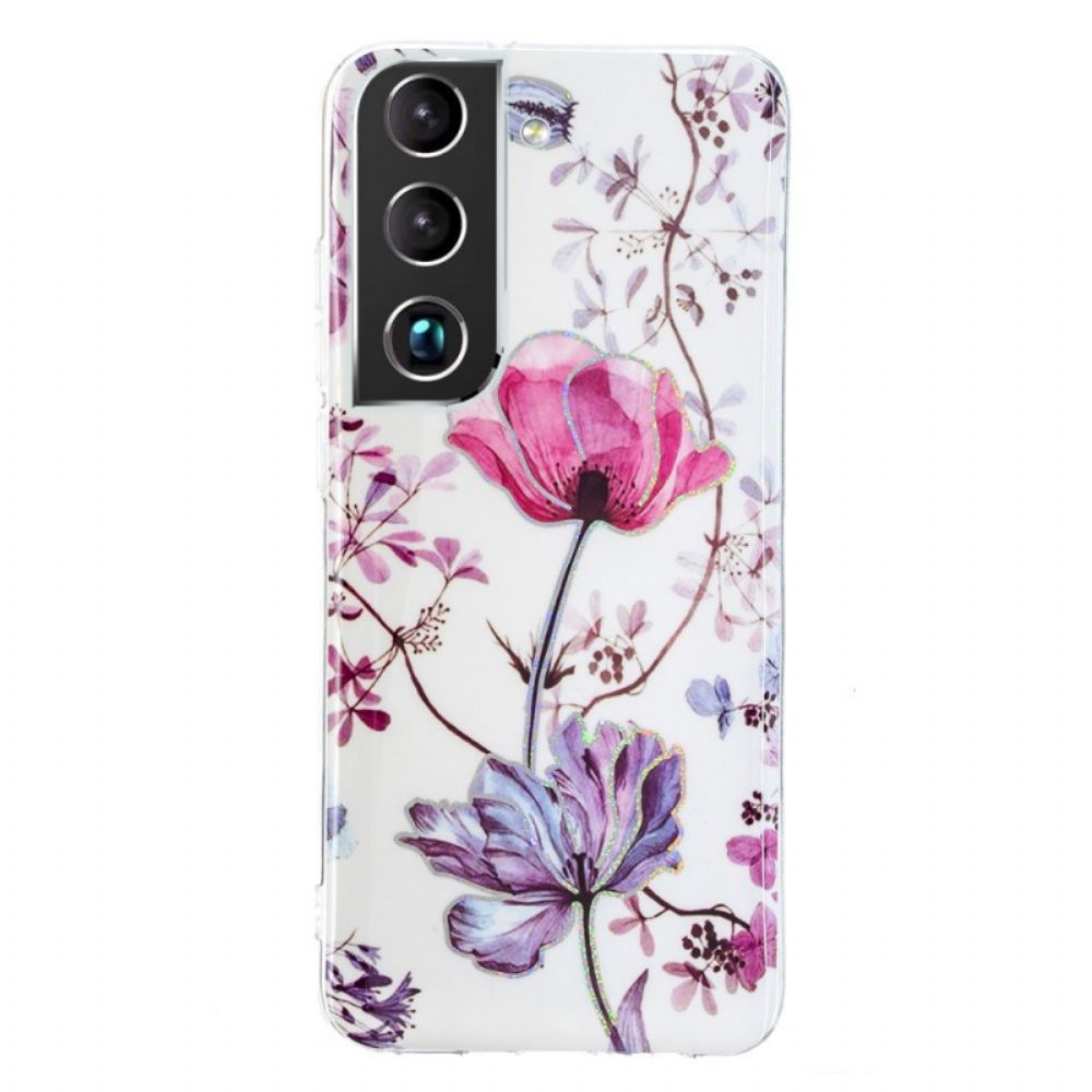 Hoesje voor Samsung Galaxy S22 Plus 5G Marmerbloemen