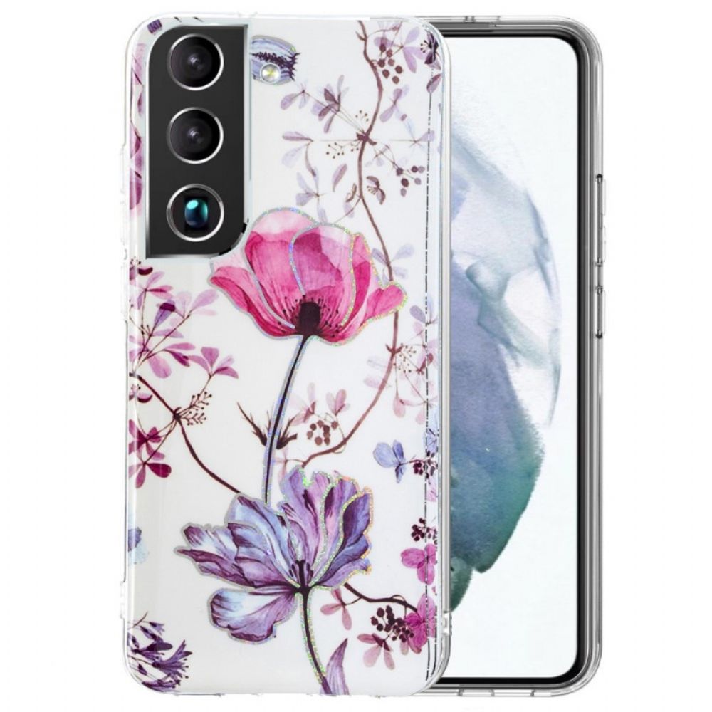 Hoesje voor Samsung Galaxy S22 Plus 5G Marmerbloemen