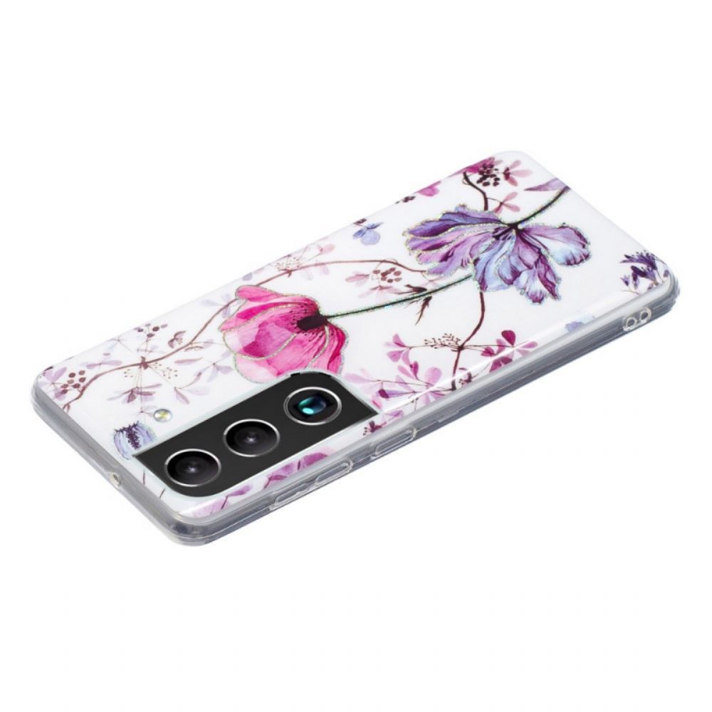 Hoesje voor Samsung Galaxy S22 Plus 5G Marmerbloemen