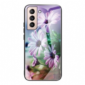 Hoesje voor Samsung Galaxy S22 Plus 5G Realistische Bloemen Van Gehard Glas