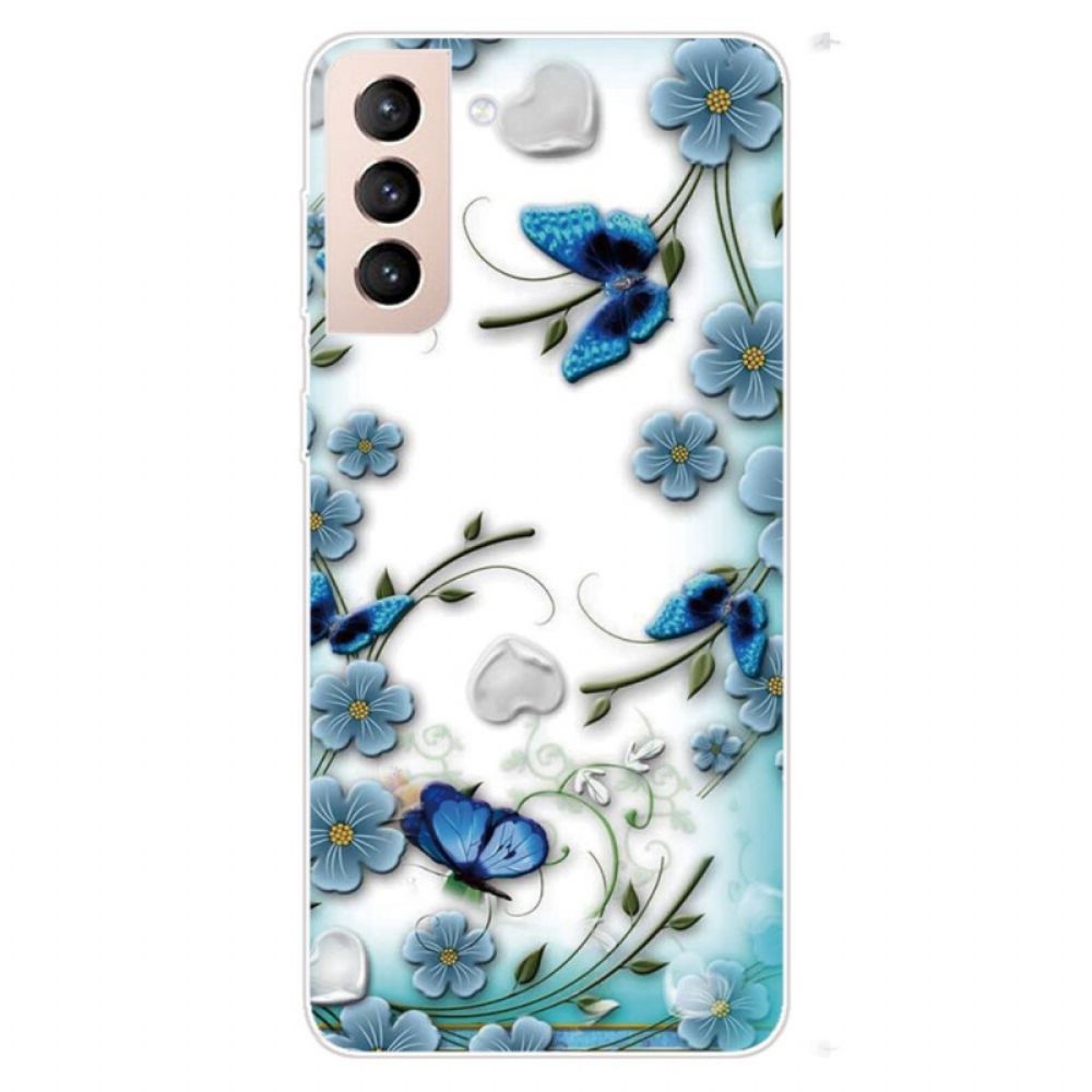 Hoesje voor Samsung Galaxy S22 Plus 5G Retro Vlinders En Bloemen