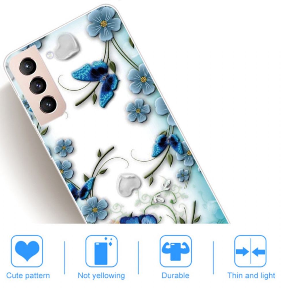 Hoesje voor Samsung Galaxy S22 Plus 5G Retro Vlinders En Bloemen